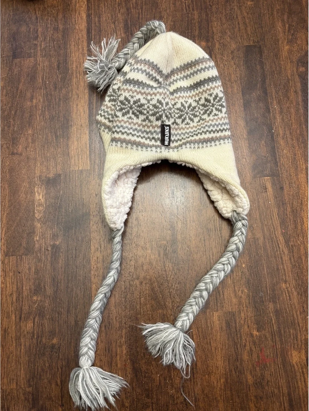 Muk Luks Cozy Knit Winter Hat with Ear Flaps and Braided Tassels